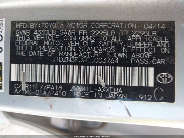 Toyota Prius V Two 2014 JTDZN3EU2EJ003764 Image 9