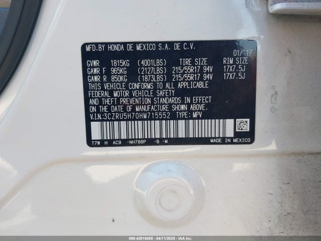 3CZRU5H70HM715552 Honda Hr-v Ex-l