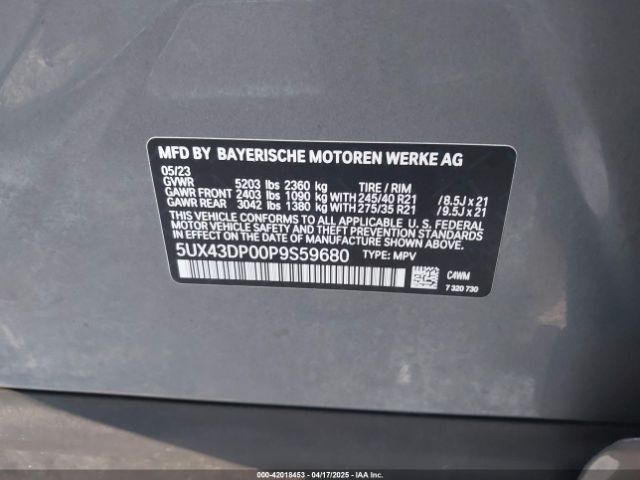 5UX43DP00P9S59680 BMW X3 Sdrive30i