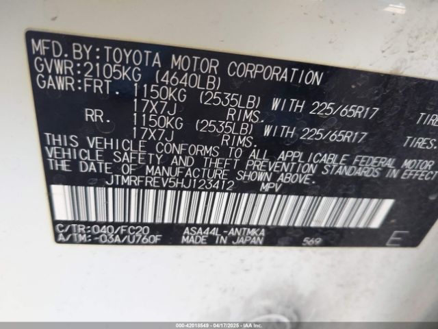 JTMRFREV5HJ123412 Toyota Rav4 Xle