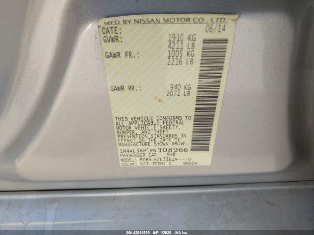 1N4AL3AP1FN308966 Nissan Altima 2.5 S