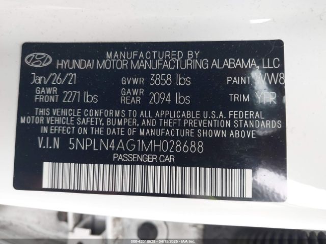 5NPLN4AG1MH028688 Hyundai ELANTRA SEL