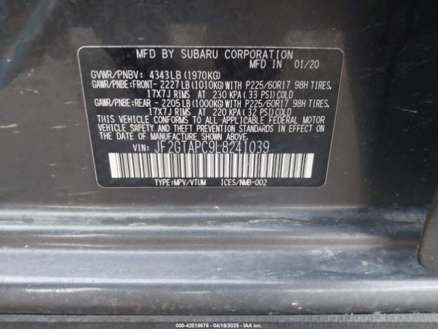 JF2GTAPC9L8241039 Subaru Crosstrek Premium