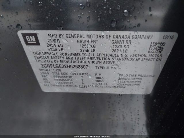 2GNFLGE32H6263307 Chevrolet Equinox Premier