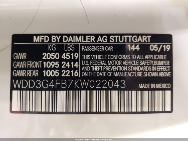 2019 MERCEDES-BENZ A 220 WDD3G4FB7KW022043 Photo 8