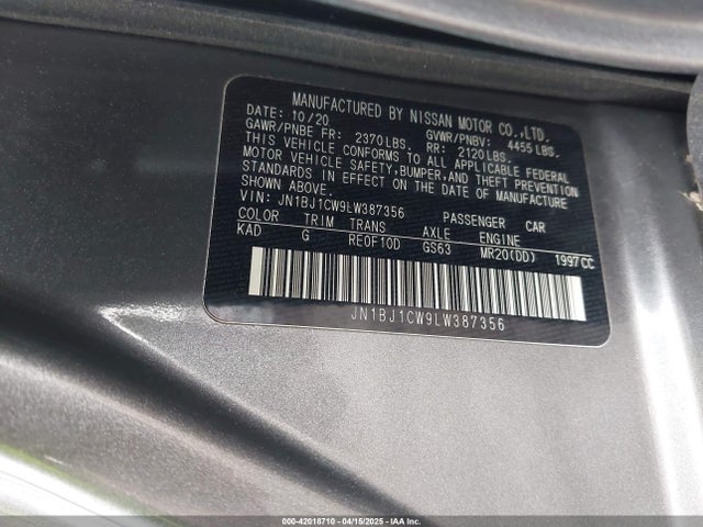 JN1BJ1CW9LW387356 Nissan Rogue Sport Sl Awd Xtronic Cvt