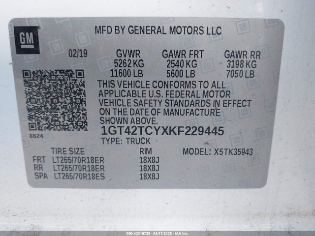 1GT42TCYXKF229445 GMC SIERRA K35