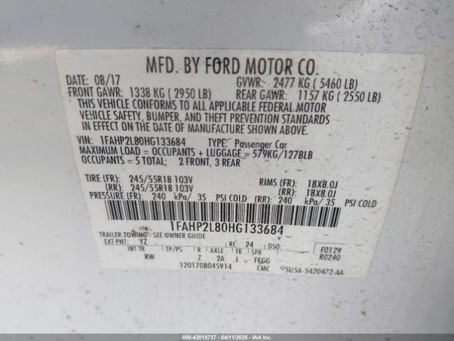 1FAHP2L80HG133684 Ford Police Interceptor
