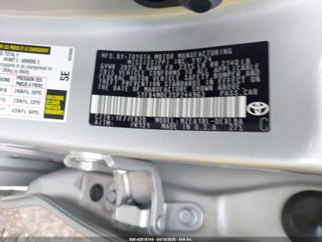 5YFB4MDE2SP244963 Toyota COROLLA LE