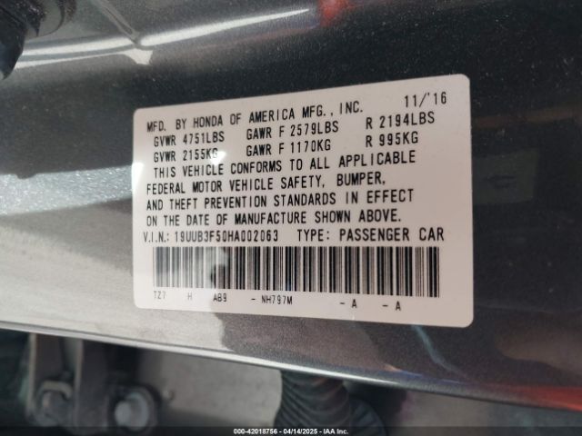 19UUB3F50HA002063 Acura Tlx Technology Package