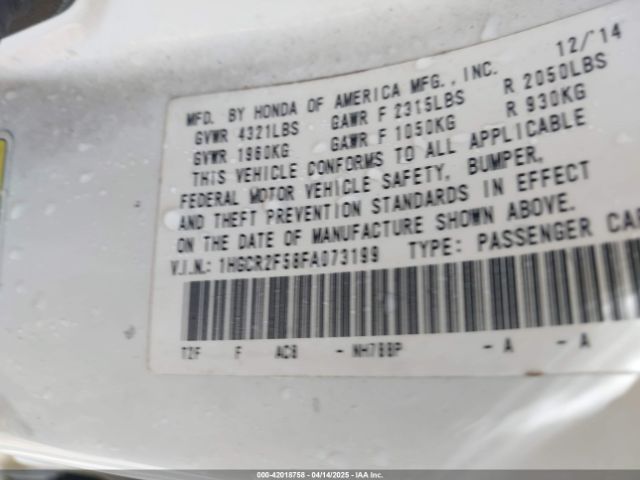 1HGCR2F58FA073199 Honda Accord Sport