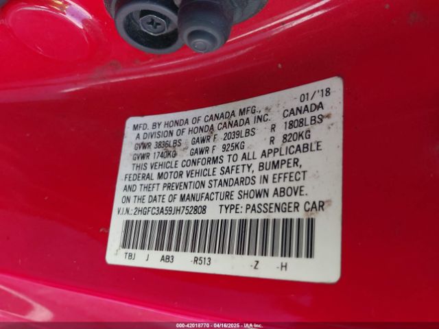 2HGFC3A59JH752808 Honda CIVIC SI