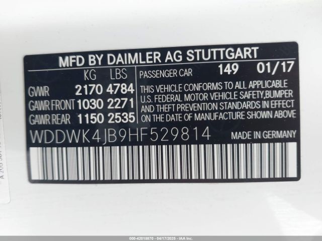 WDDWK4JB9HF529814 Mercedes-Benz C 300