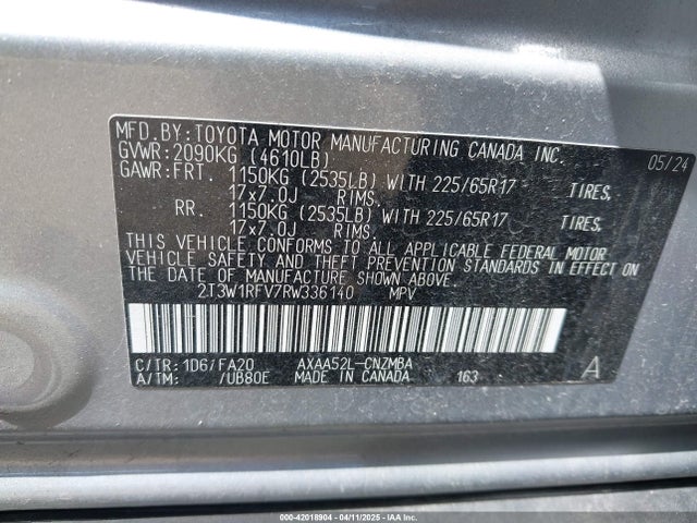 Toyota Rav4 Xle 2024 2T3W1RFV7RW336140 Image 9