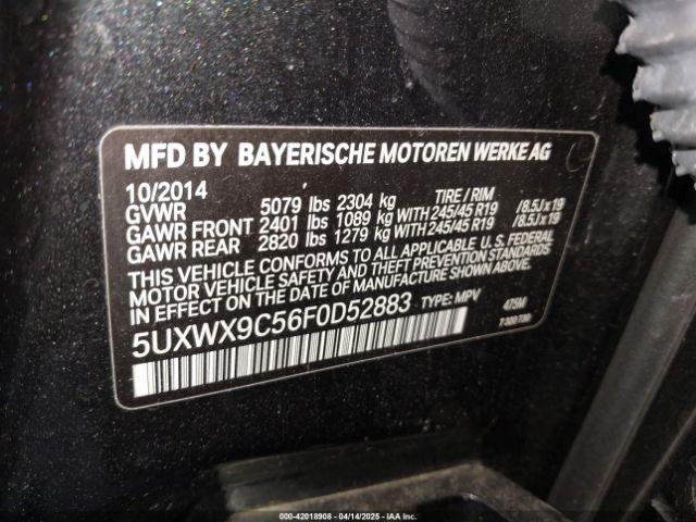 5UXWX9C56F0D52883 BMW X3 Xdrive28i