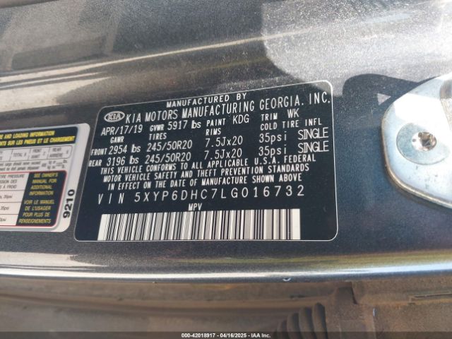 5XYP6DHC7LG016732 KIA Telluride S