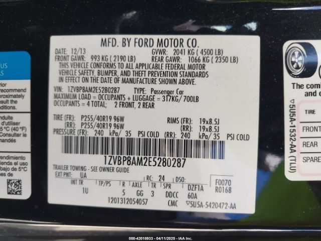 2014 FORD MUSTANG 1ZVBP8AM2E5280287 Photo 8