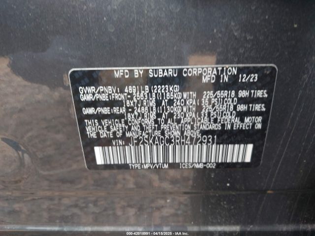 2024 SUBARU FORESTER JF2SKAGC3RH472931 Photo 8