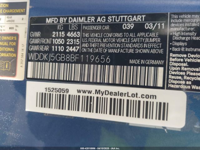 2011 MERCEDES-BENZ E 350 WDDKJ5GB8BF119656 Photo 8