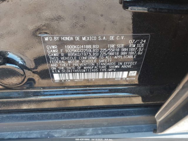 3CZRZ1H55SM712405 Honda Hr-v 2wd Sport