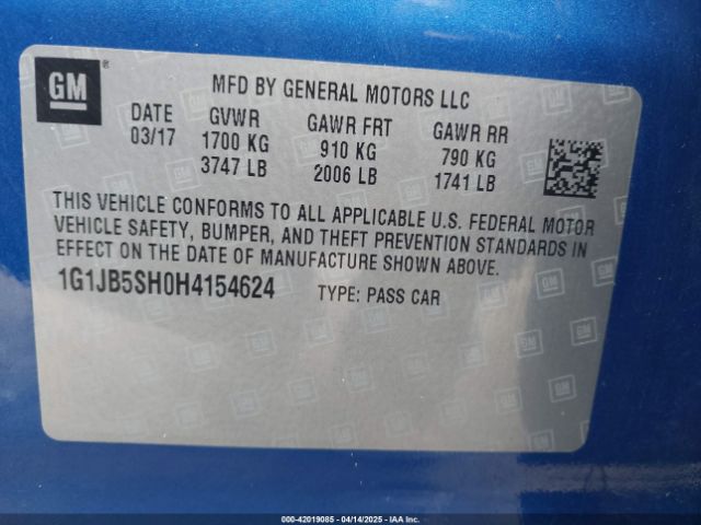 1G1JB5SH0H4154624 Chevrolet Sonic Ls Auto