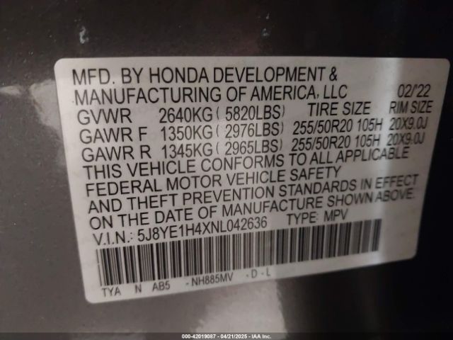 2022 ACURA MDX 5J8YE1H4XNL042636 Photo 8