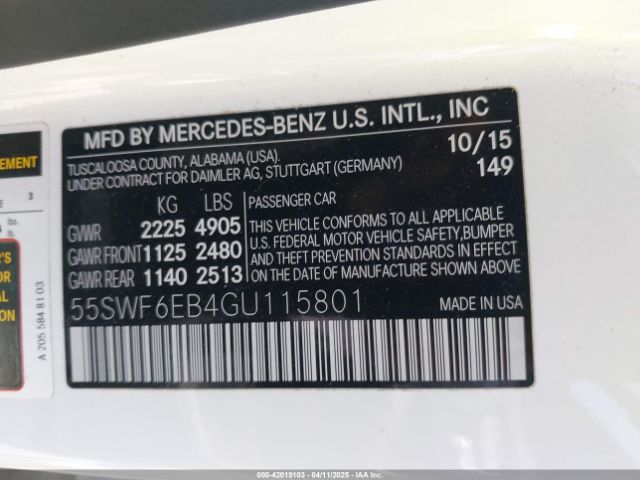 55SWF6EB4GU115801 Mercedes-Benz C 450 Amg 4matic