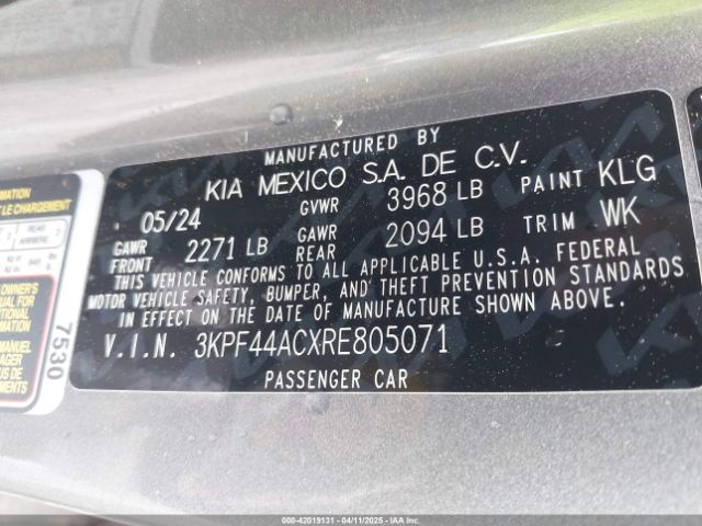 3KPF44ACXRE805071 KIA FORTE GT