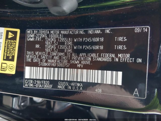 5TDBKRFH6FS092757 Toyota Highlander Le V6