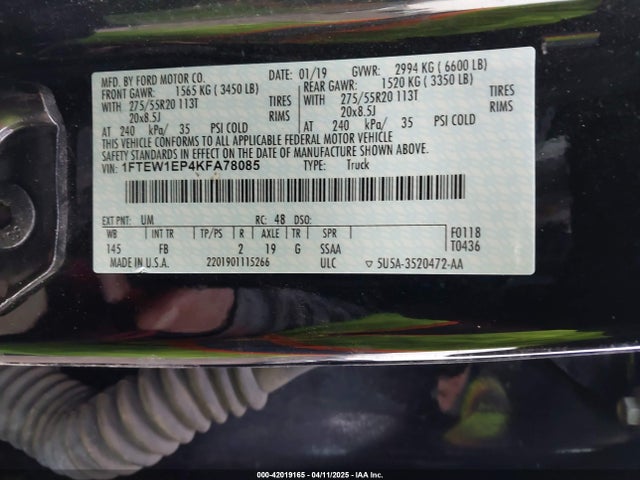 1FTEW1EP4KFA78085 Ford F-150 Xlt