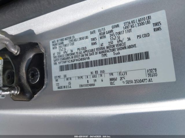 1FTMF1C82FKD85016 Ford F-150 Xl