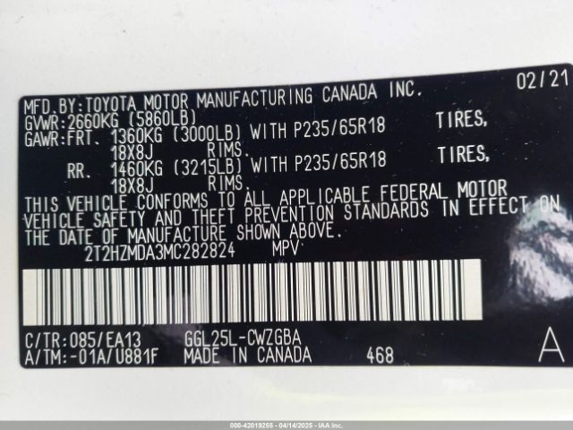 2T2HZMDA3MC282824 Lexus RX 350