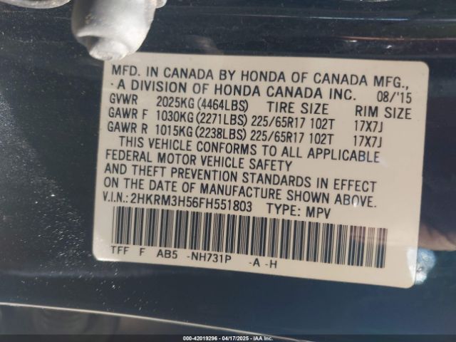 2HKRM3H56FH551803 Honda CR-V EX