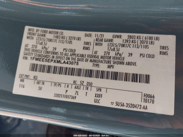 2021 FORD BRONCO 1FMEE5EPXMLA43075 Photo 8