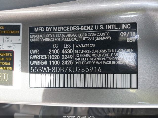 55SWF8DB7KU285916 Mercedes-Benz C 300