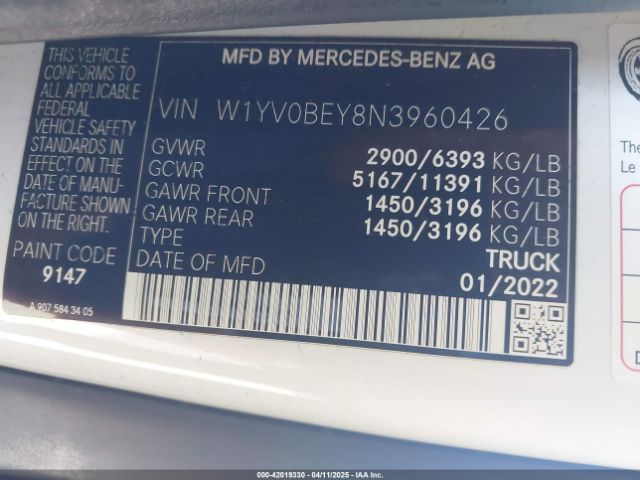 W1YV0BEY8N3960426 Mercedes-Benz Metris