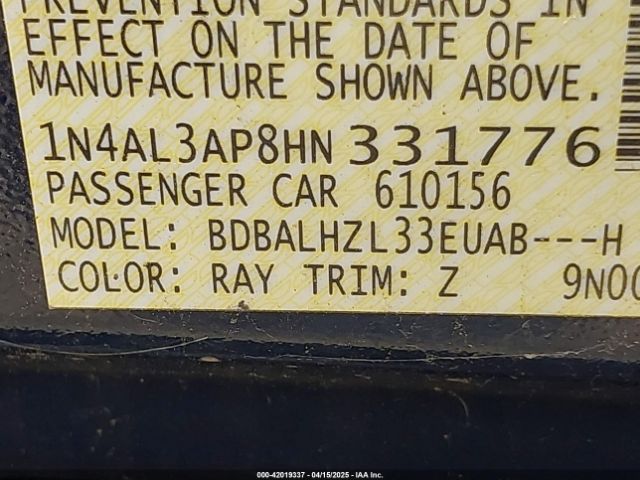 1N4AL3AP8HN331776 Nissan Altima 2.5 Sr