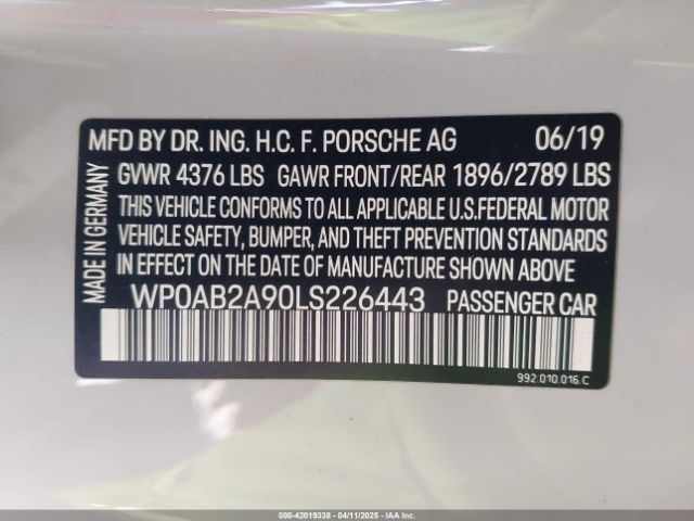2020 PORSCHE 911 WP0AB2A90LS226443 Photo 8
