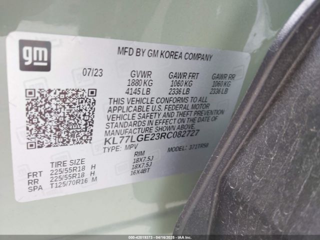 KL77LGE23RC082727 Chevrolet Trax Fwd 1rs