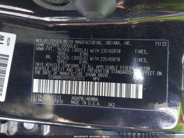5TDABRCH5PS567073 Toyota Highlander Hybrid Xle Bronze