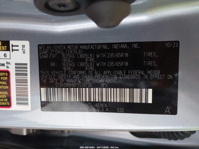 Toyota Highlander Le 2023 5TDKDRBH8PS526730 Image 9