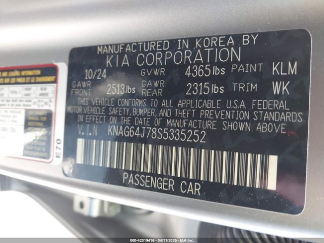 KNAG64J78S5335252 KIA K5 Gt-line