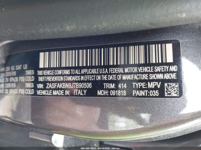 2018 ALFA ROMEO STELVIO ZASFAKBN9J7B90506 Photo 8