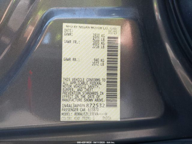 1N4AL3AP4FN872532 Nissan Altima 2.5 S