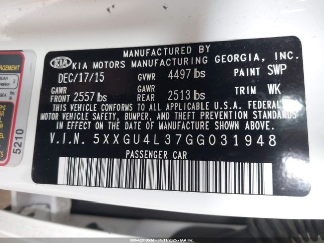 5XXGU4L37GG031948 KIA OPTIMA EX