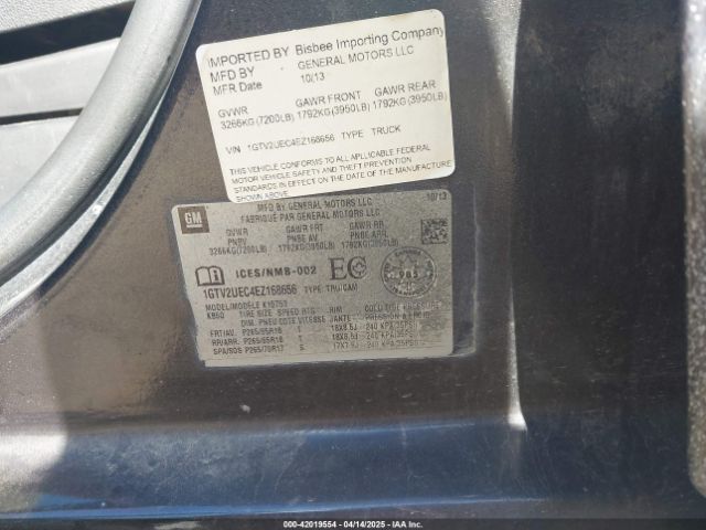 1GTV2UEC4EZ168656 GMC Sierra 1500 Sle