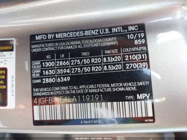 4JGFB4JE1LA119191 Mercedes-Benz m264