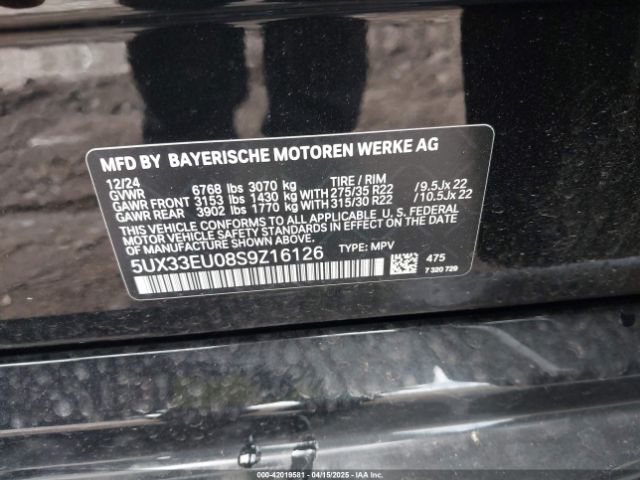 5UX33EU08S9Z16126 BMW X5 M60i