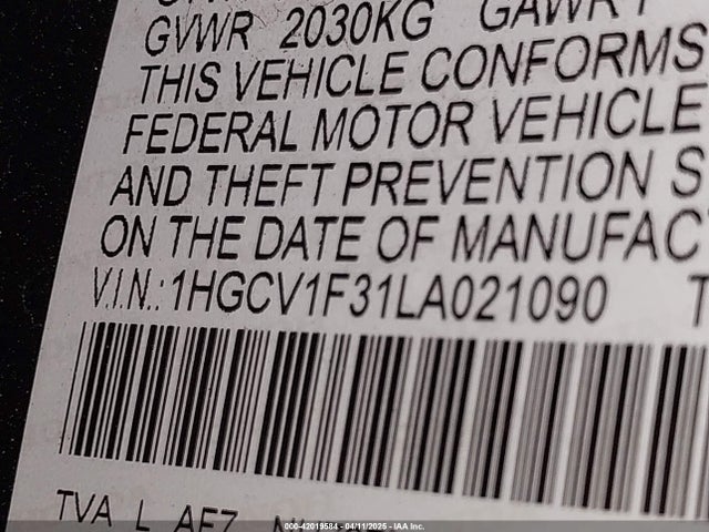 1HGCV1F31LA021090 Honda Accord Sport