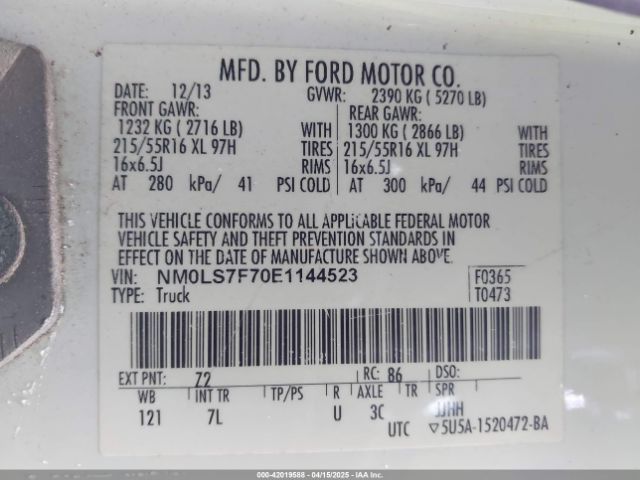 NM0LS7F70E1144523 Ford Transit Connect Xlt